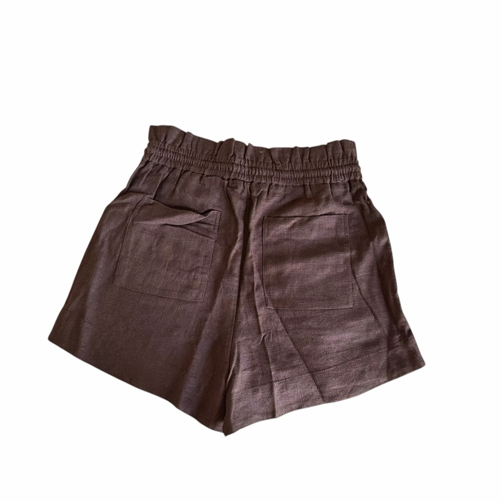 NWT Linen-Blend Crop Top & Drawstring Shorts Set in Chocolate Brown Size Small - Picture 4 of 15